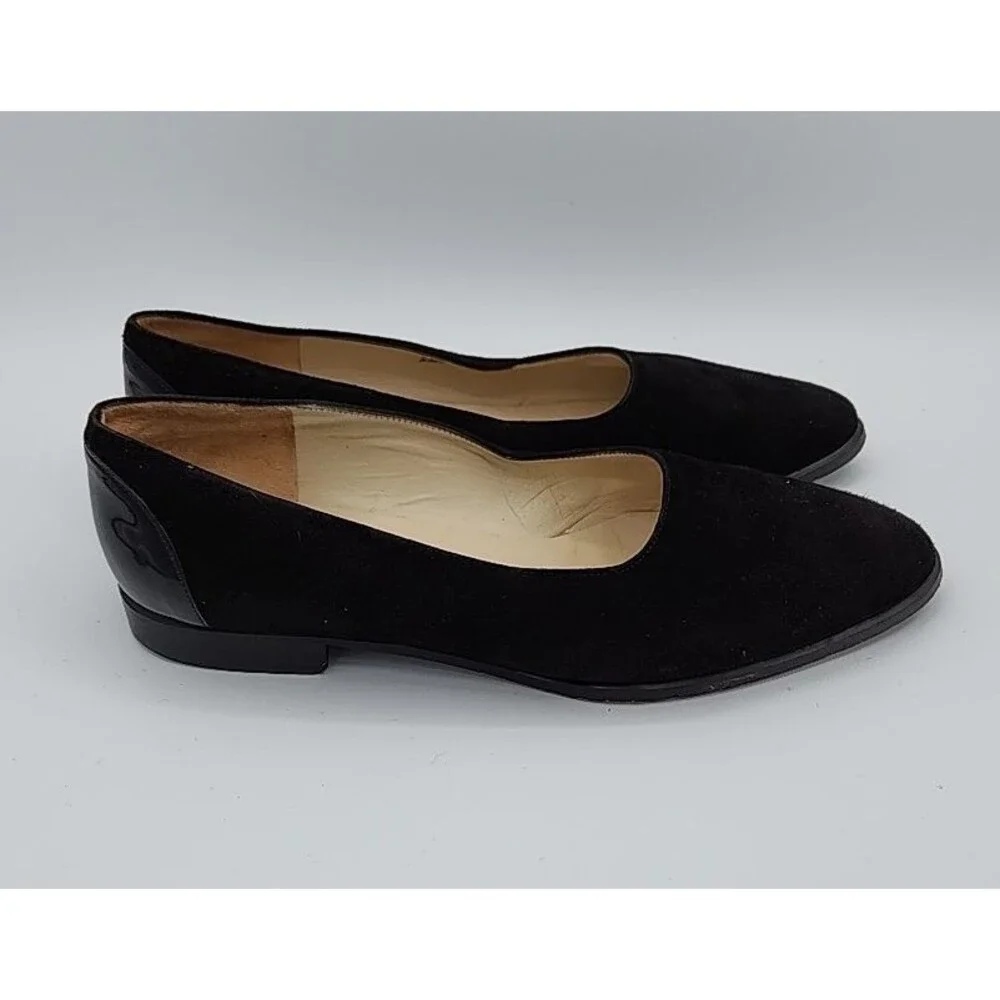 BALLY Black VINTAGE Block Heel Loafers Slip on Dress Shoes Women's 5.5 E